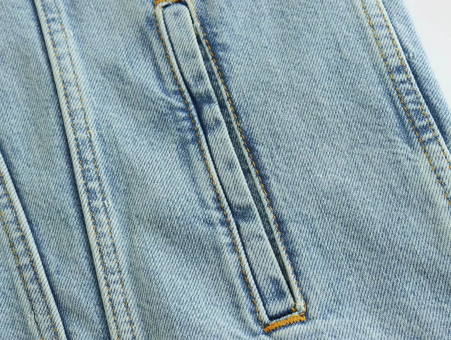 Retro Collar Women's Denim Jacket Coat Set with Pants