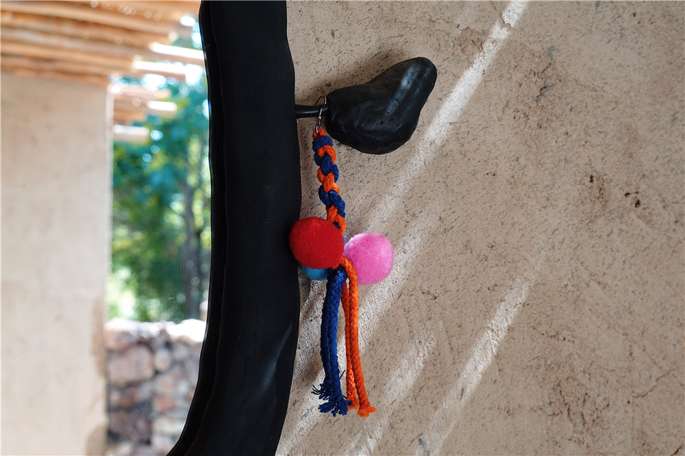 'Yoko Ono' Ethnic-Style Large Fur Ball Earrings