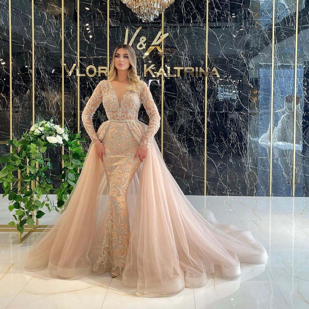 French-Style Simple Long-Sleeve Ball Dress, Wedding Dress – Vireous.Shop