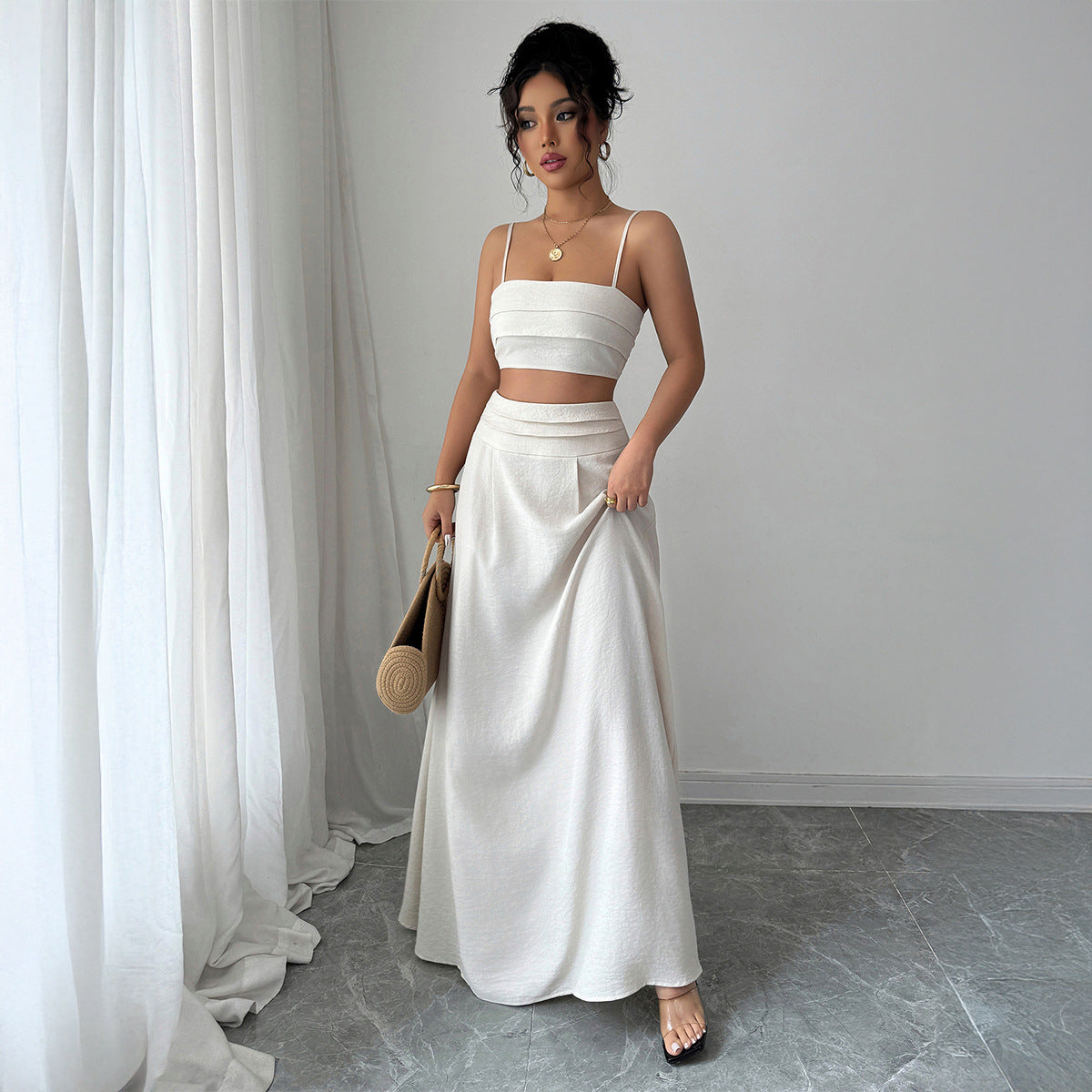 Vireous Minimalist Elegant Camisole and Long Skirt Set