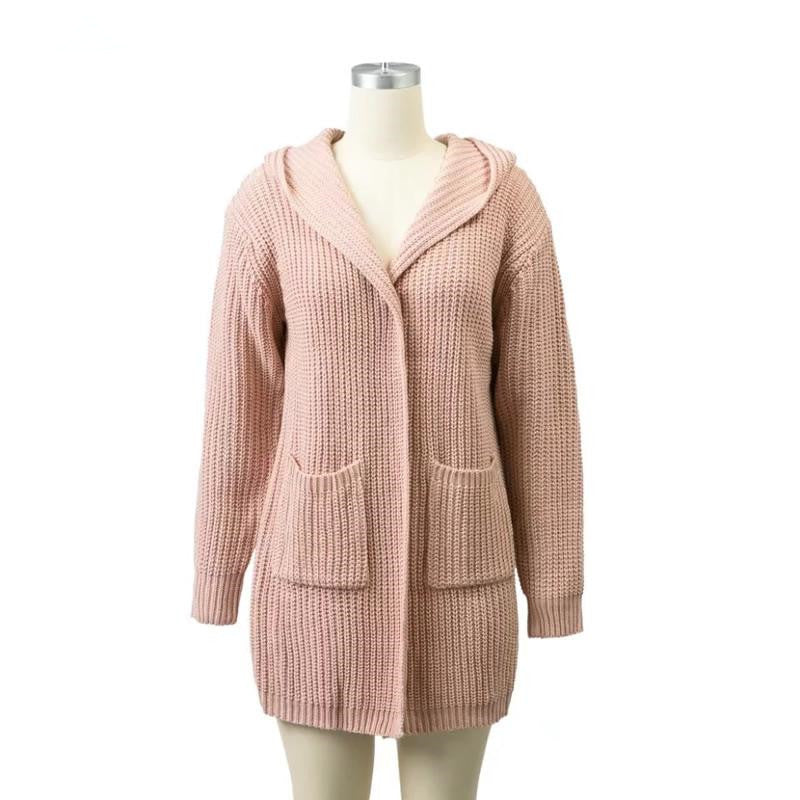 Vireous Women's Adjustable-Size Hooded Fashion Long Cardigan