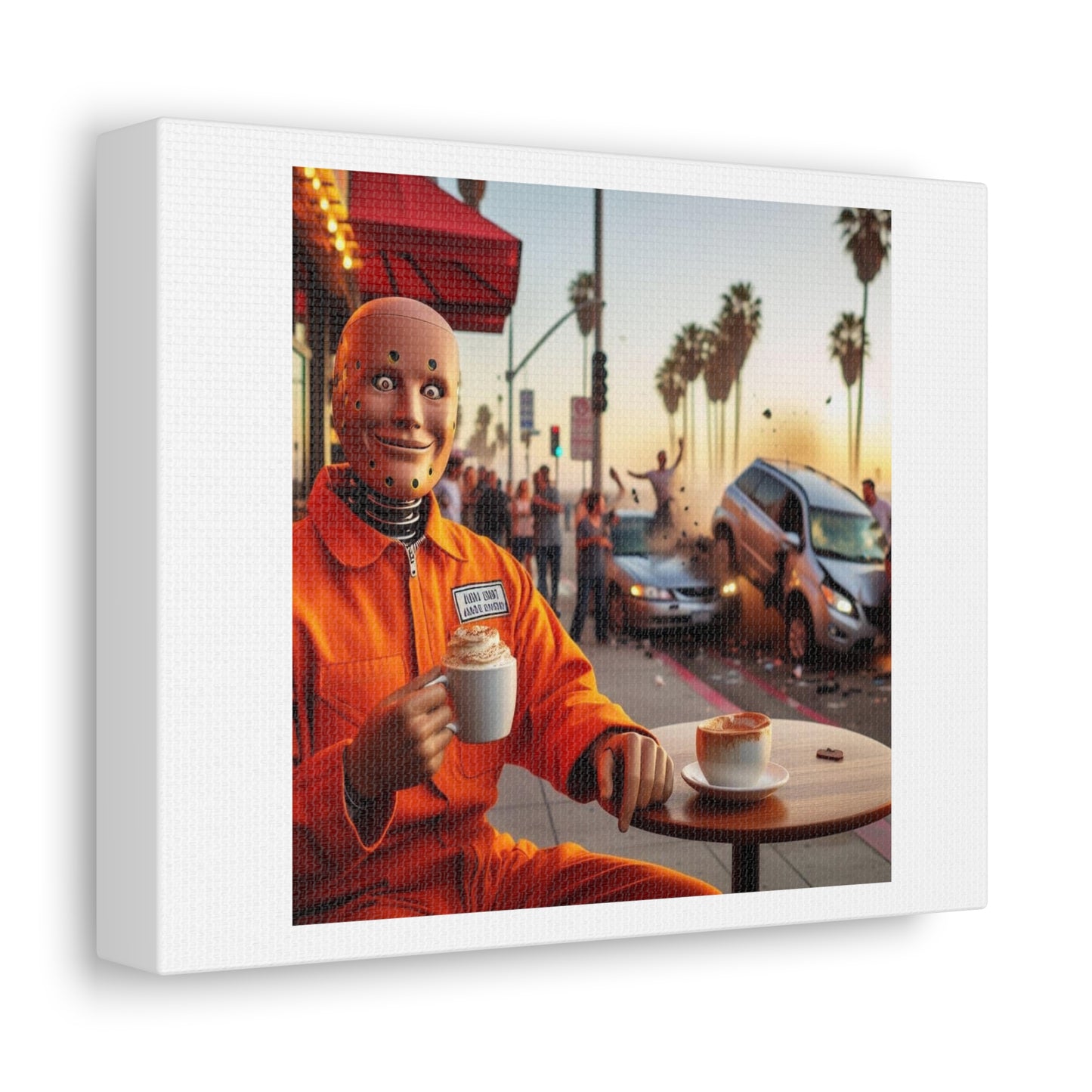 Crash Test Dummy Man on his Day Off, Art Print 'Designed by AI' on Canvas