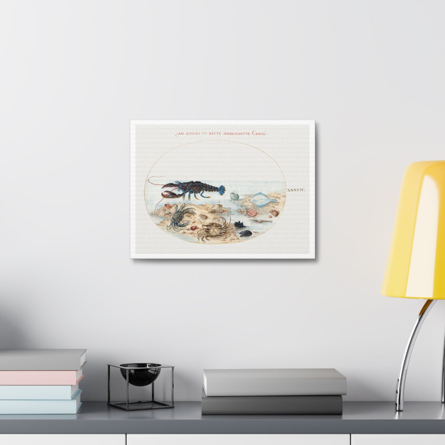 Lobster, Crabs, Scallop Shells and Other Sea Life (1575–1580) by Joris Hoefnagel, from the Original, Print on Canvas