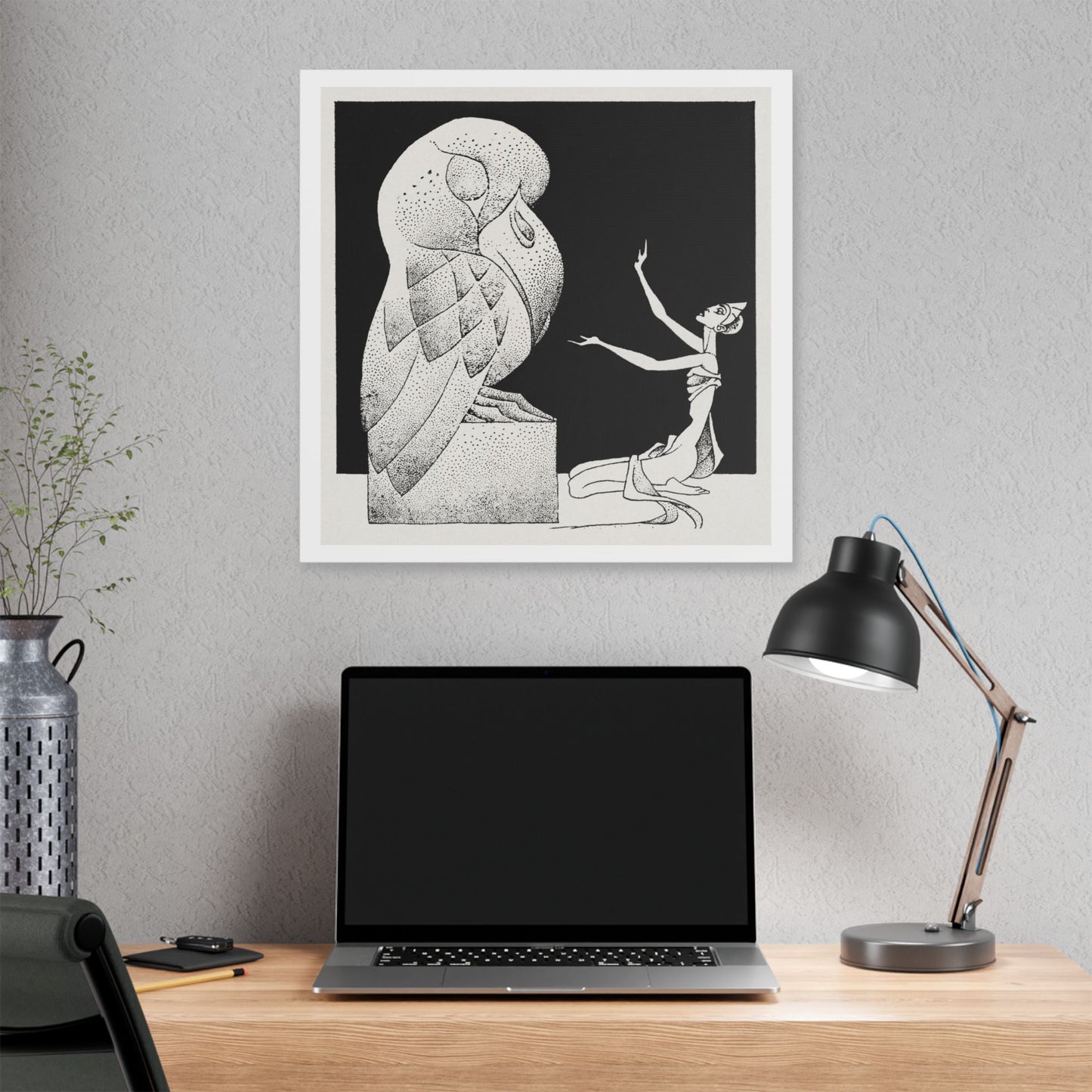 Vintage Illustration for Dragon Moon, a Short Tale by Henry Kuttner (1941) by Hannes Bok, Canvas Art Print