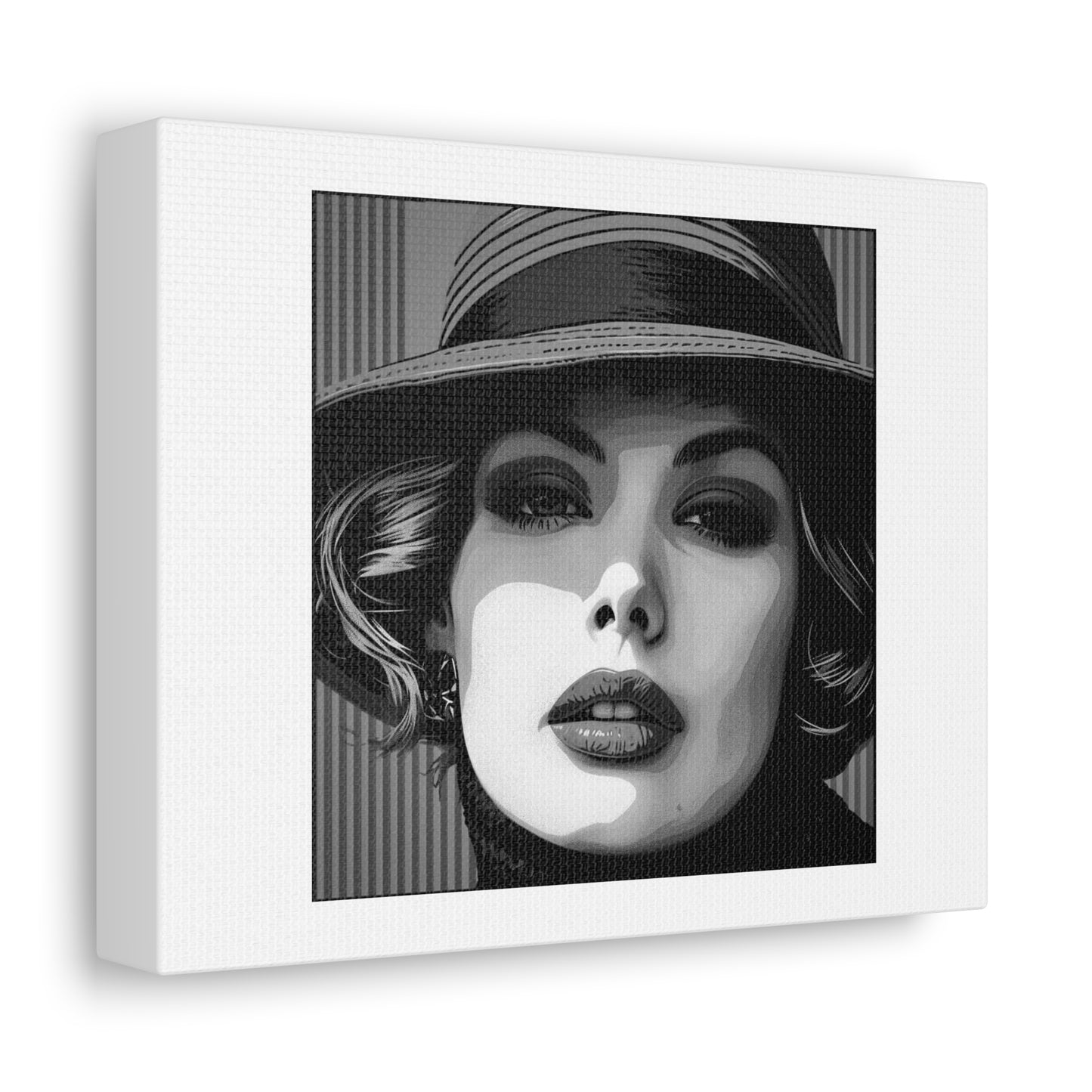 1930s Woman Portrait, Art Print 'Designed by AI' on Satin Canvas