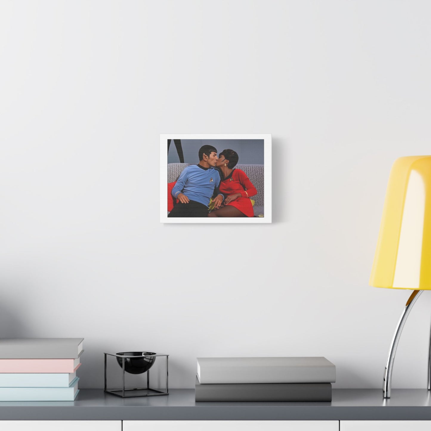 Vibe Shift Onboard the Starship Enterprise, Star Trek Absurdist Art 'Designed by AI', Art Print on Canvas