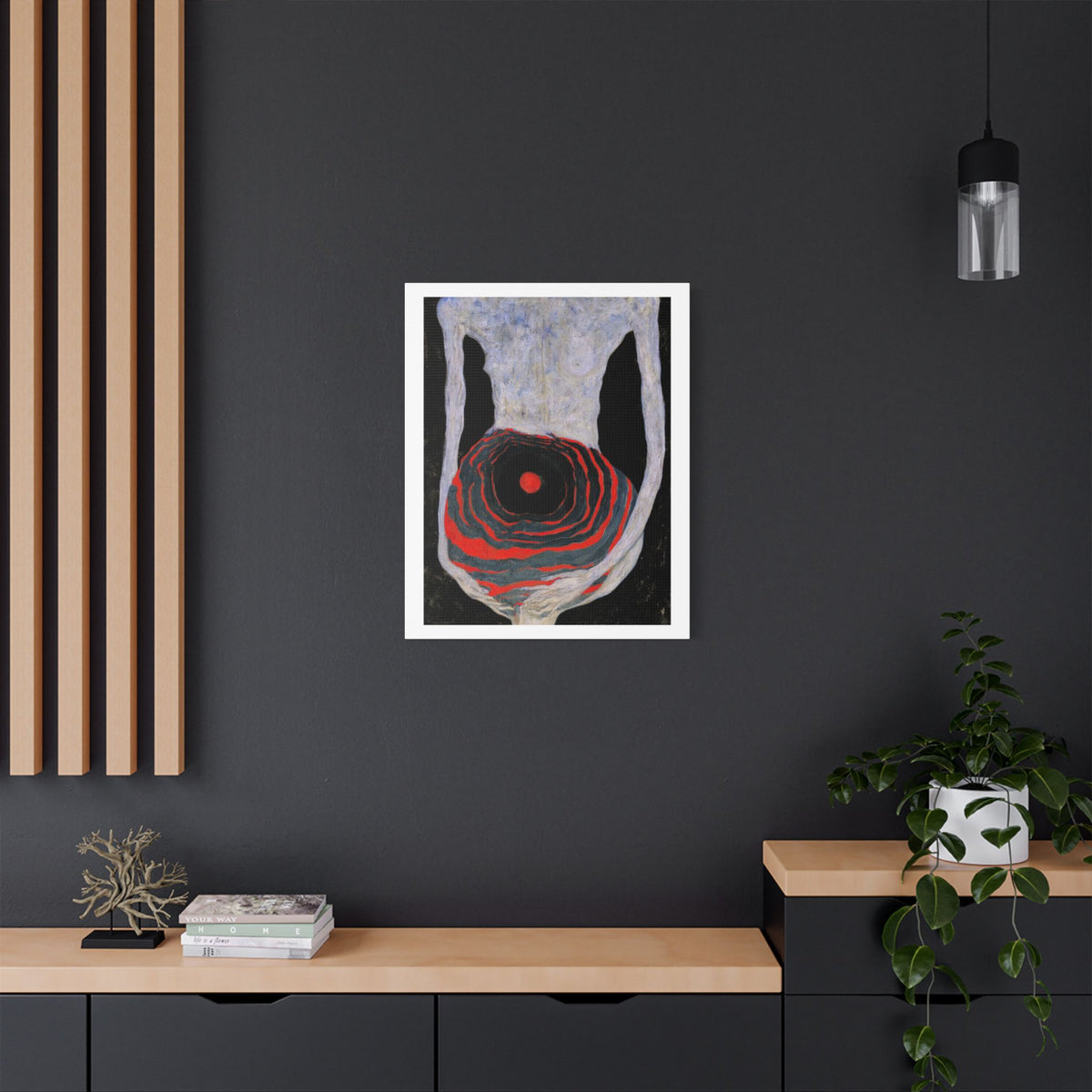 Abstract Red and Black "Mother" Organic Form Stretched Canvas Wall Art