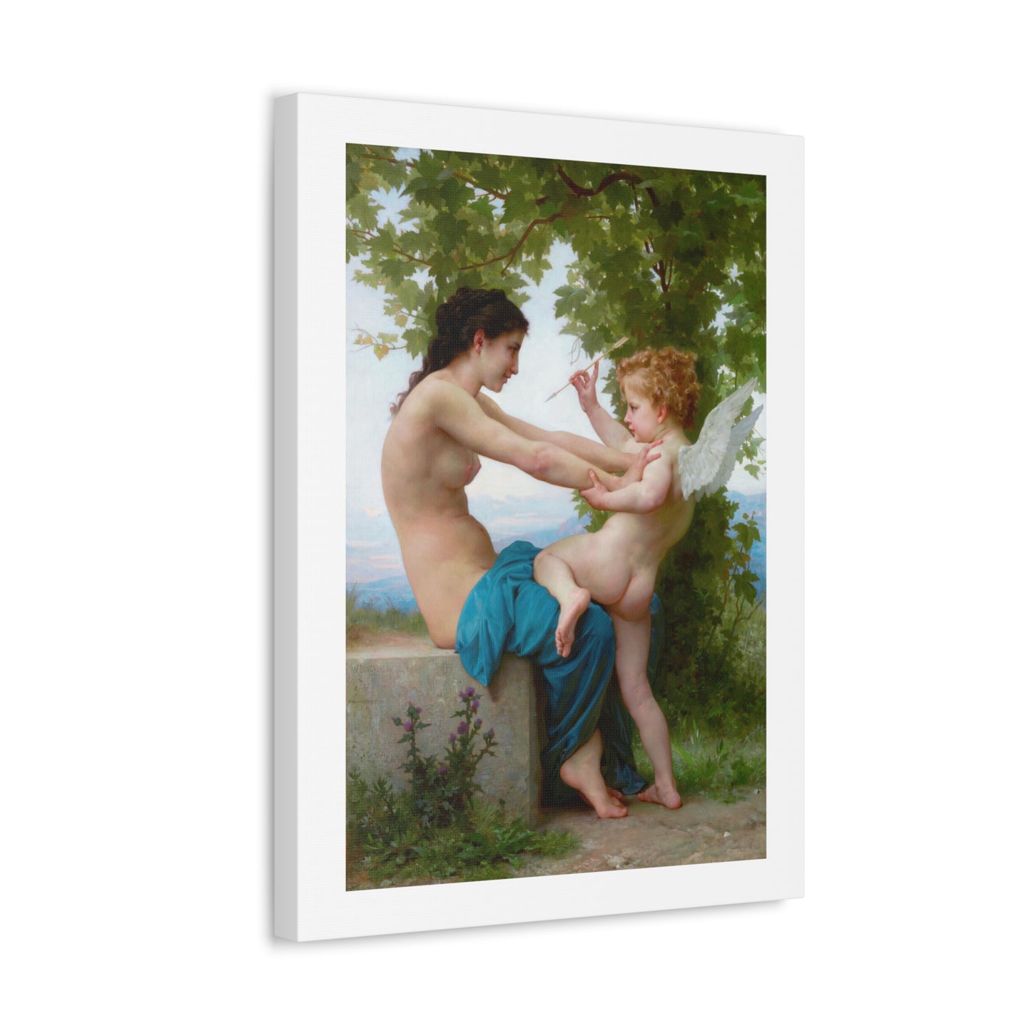A Young Girl Defending Herself against Love (circa 1880) by William-Adolphe Bouguereau, Art Print from the Original on Canvas