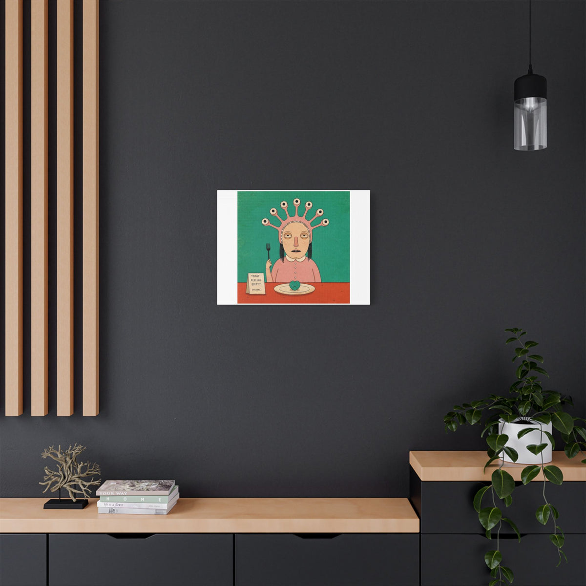 Today Feeling Empty, Cartoon Art Print on Canvas