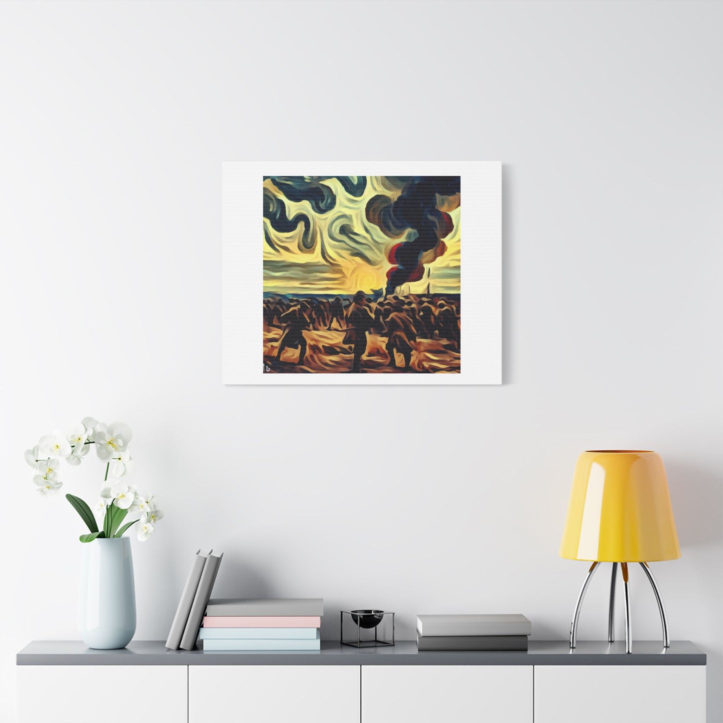 War in the Style of Edvard Munch 'Designed by AI' Art Print on Canvas