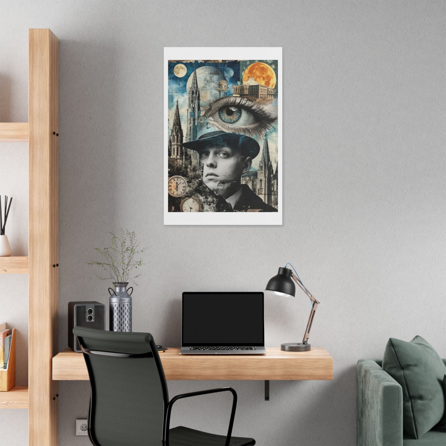 Eye on the Time Digital Collage 'Designed by AI' Canvas Art Print