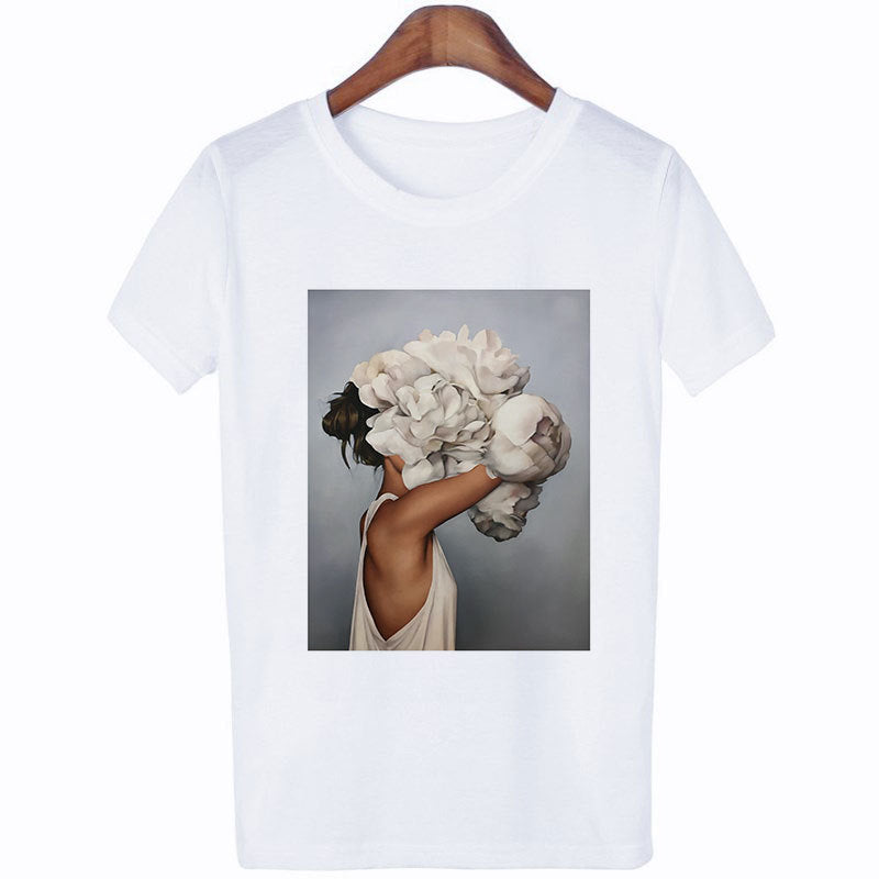 Art Girl Print Fashion T-Shirt