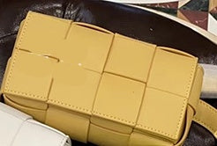 Belt Handbag, Cassette Weave Small Cowhide Leather Flap Bag