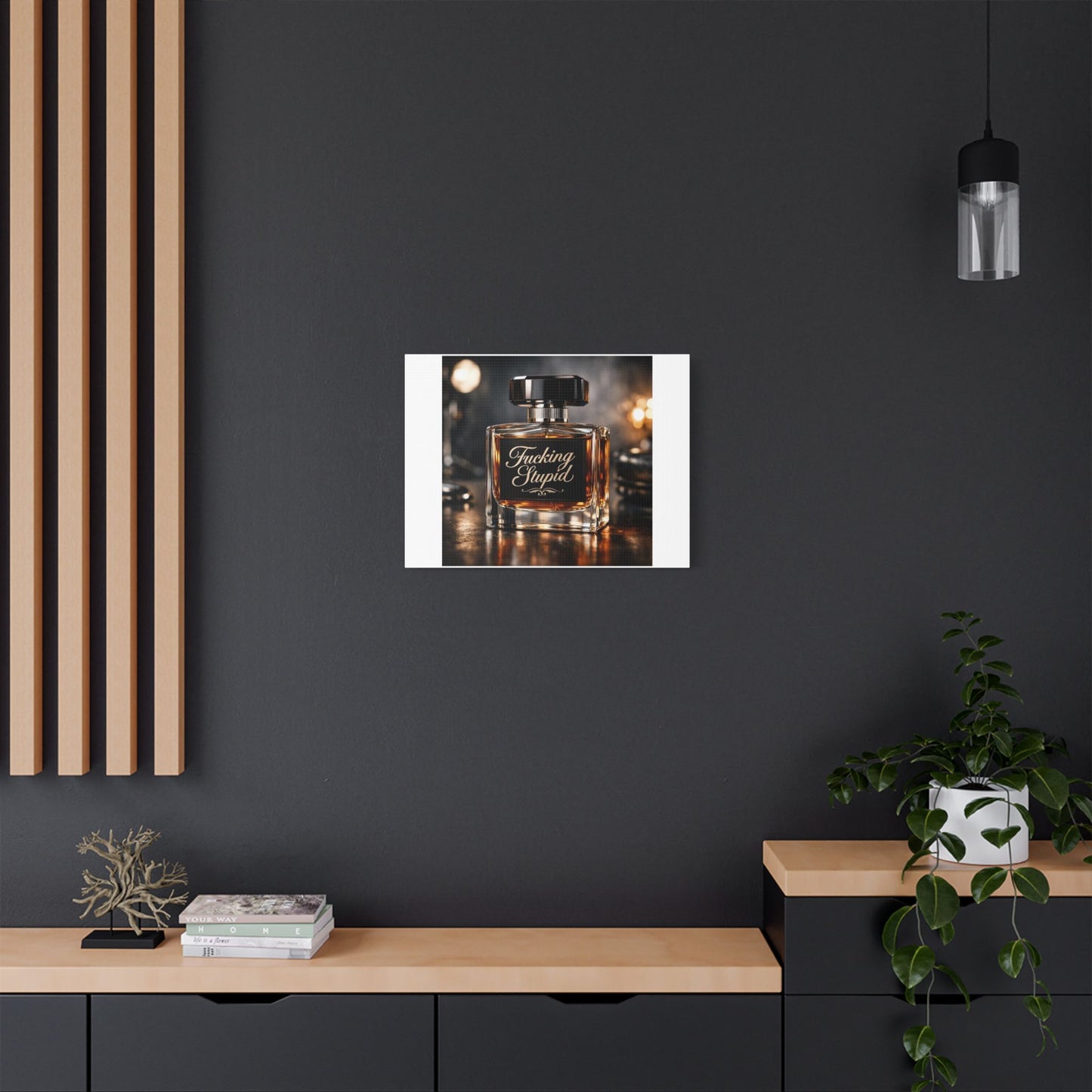 Fucking Stupid, Anti-Consumerism Protest Art 'Designed by AI' Art Print on Canvas
