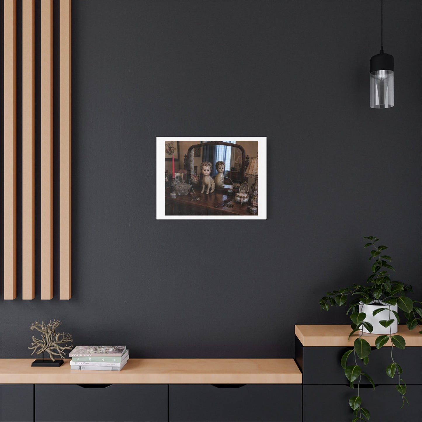Eclectic Vintage Dressing Table 'Designed by AI' Art Print on Canvas