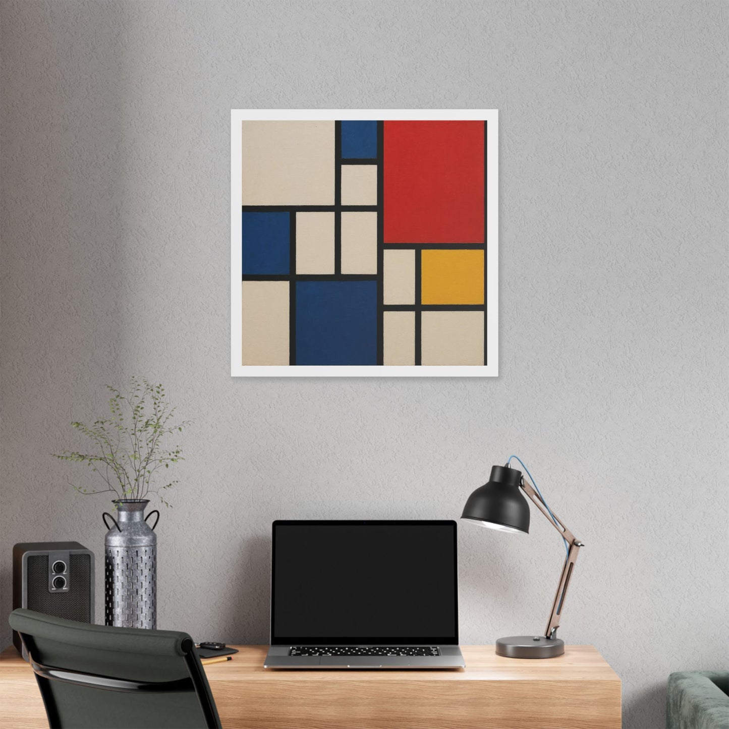 Abstract Artwork in the Style of Piet Mondrian 'Designed by AI' Canvas Art Print