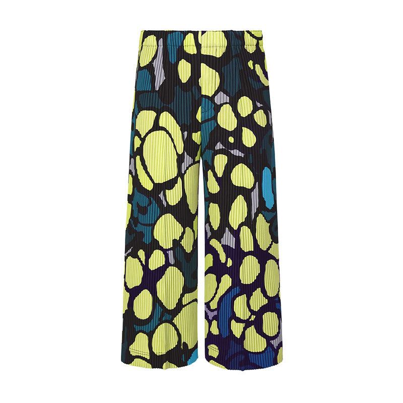 Vireous Men's High-Leg Wide Cropped Hippie Trousers