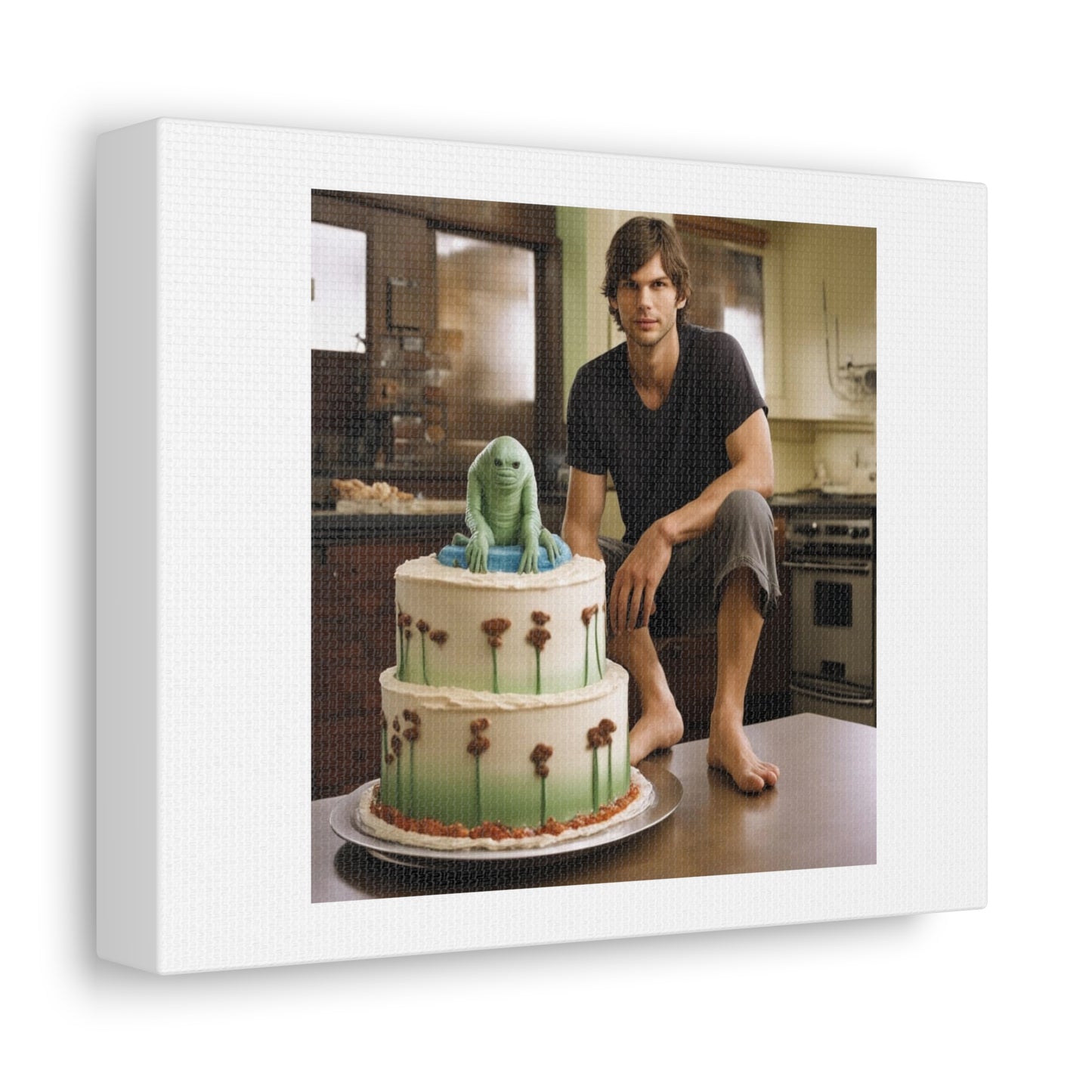 Ashton Kucker With Cool Cakes 'Designed by AI' Art Print on Canvas
