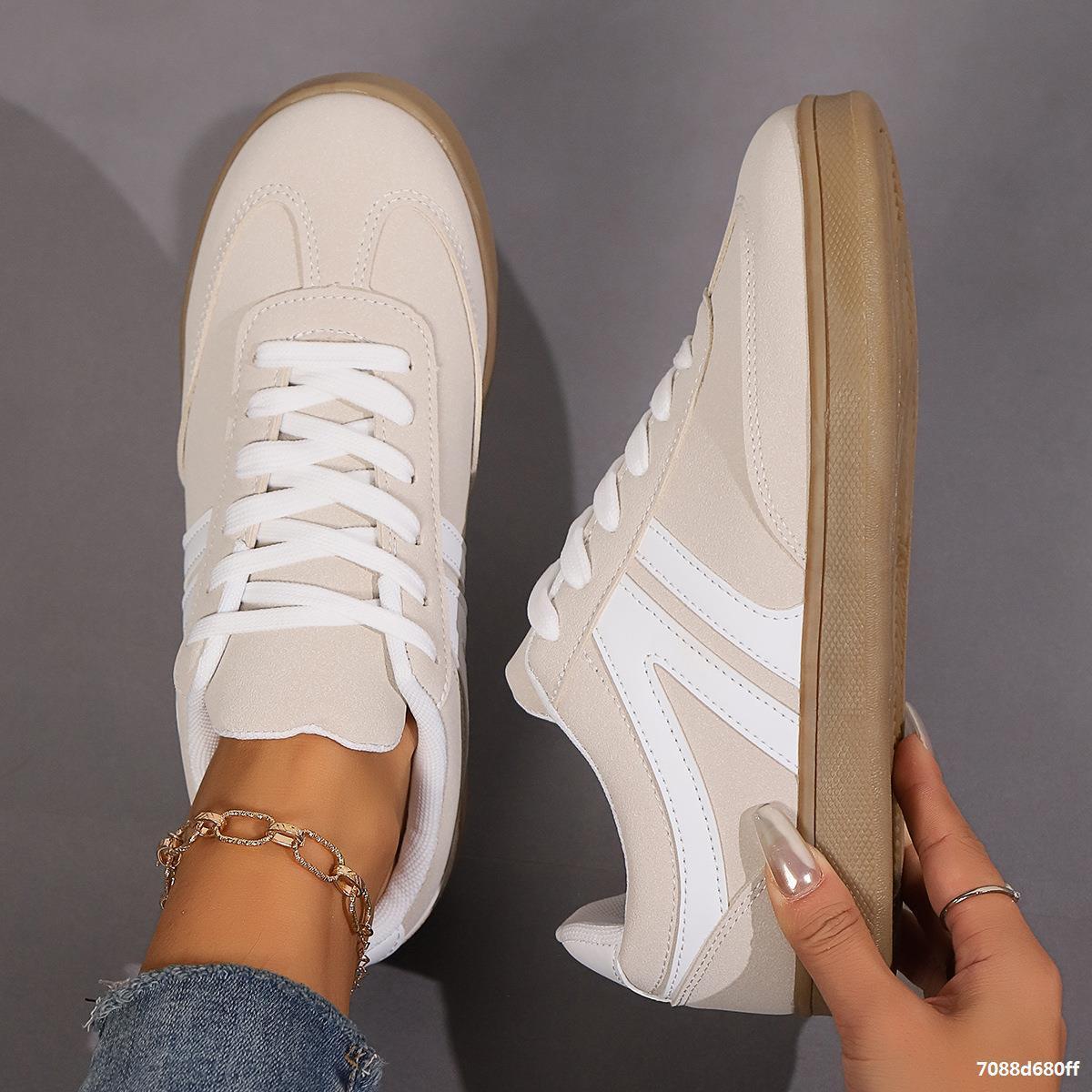 Lace-Up Round Toe Sneakers, Fashion Sports Slip-On Casual Flats