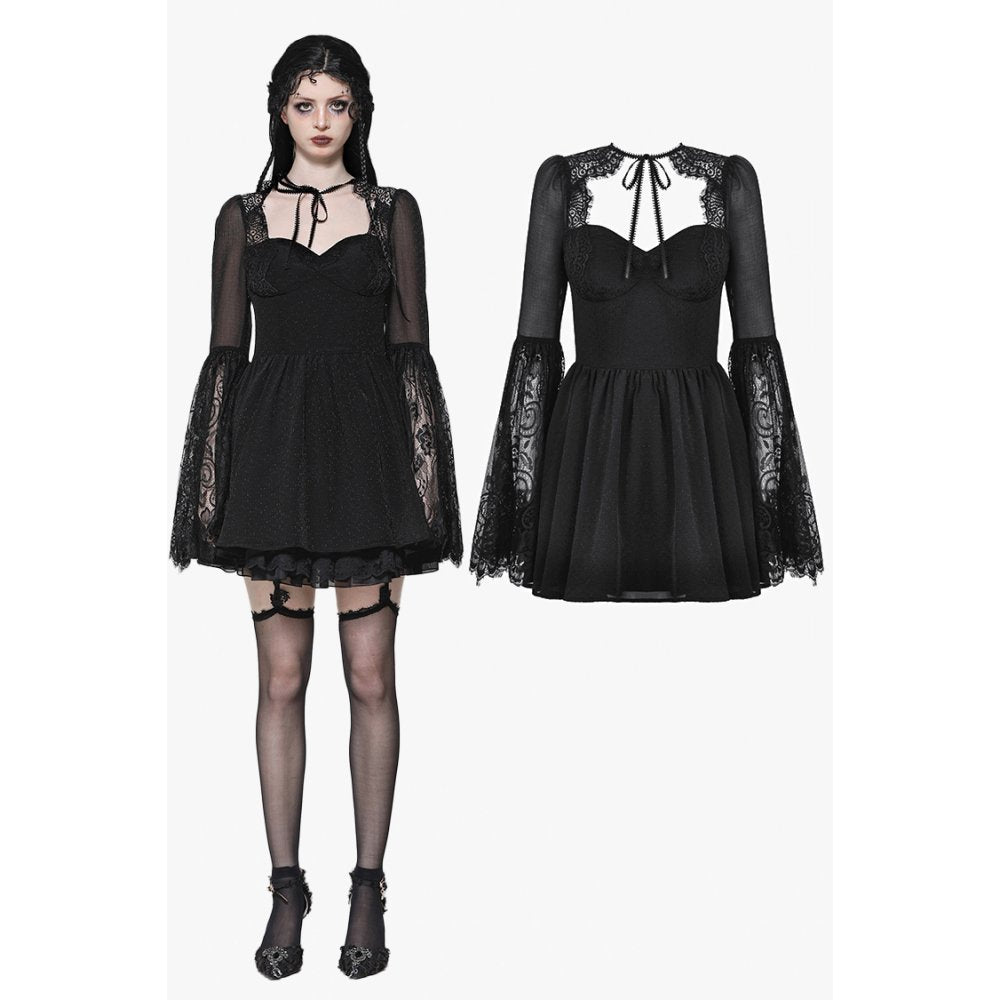 Dark in Love Greta Dark Mystique Gothic Lace-Up Mesh Dress – Vireous.Shop