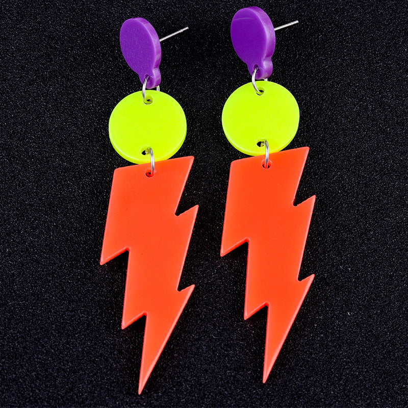 Fashion Colour-Contrast Lightning Strike Acrylic Earrings