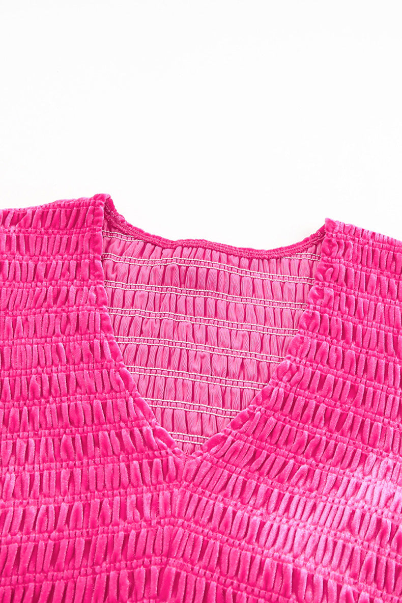 Vireous Hot Pink Velvet Dress