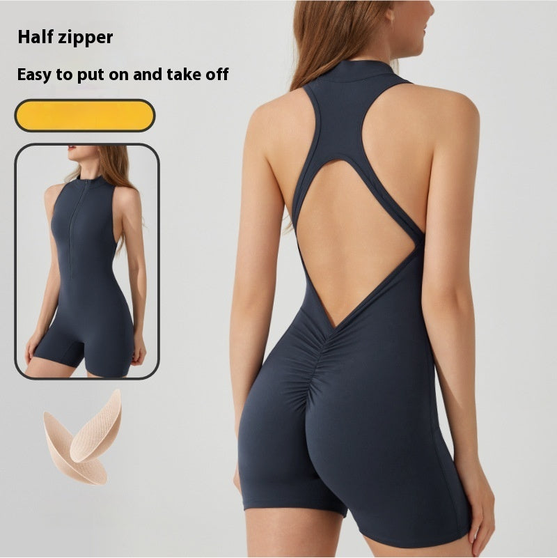 Brocade Brushed Sports Yoga Hip-Lifting Jumpsuit