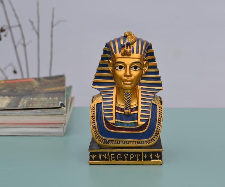 Tutankhamun Sculpture, Egyptian Hand-Painted Mask Decoration