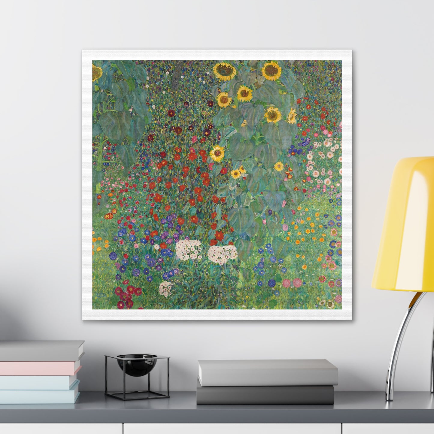 Farm Garden with Sunflowers (1907) by Gustav Klimt, from the Original, Art Print on Canvas