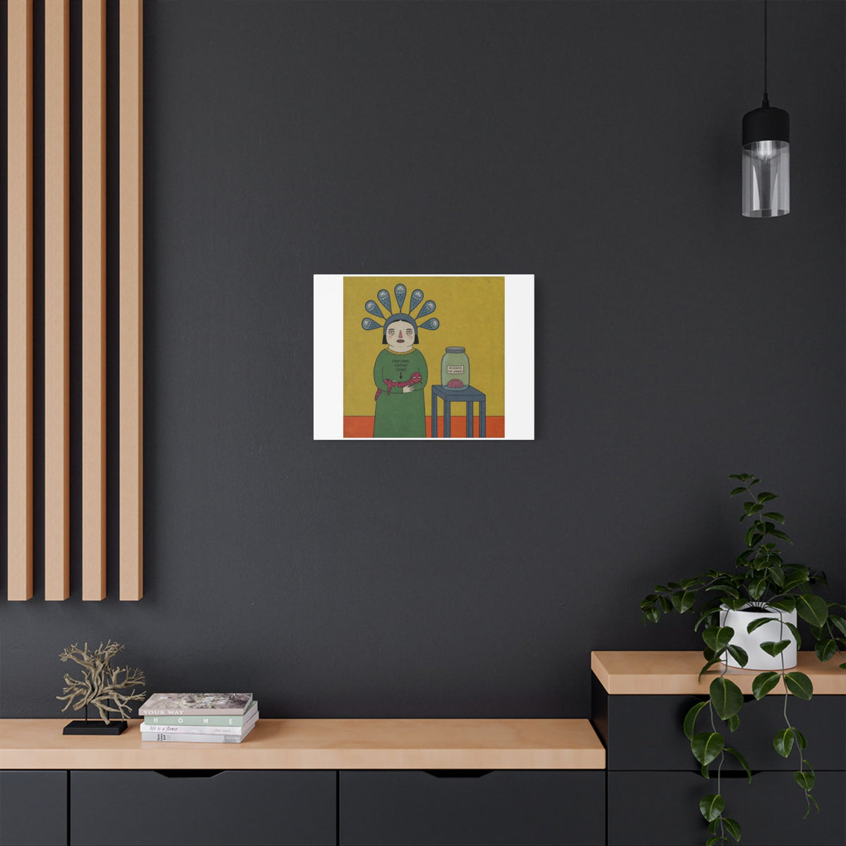 Reserved for Worries, Cartoon Art Print on Canvas