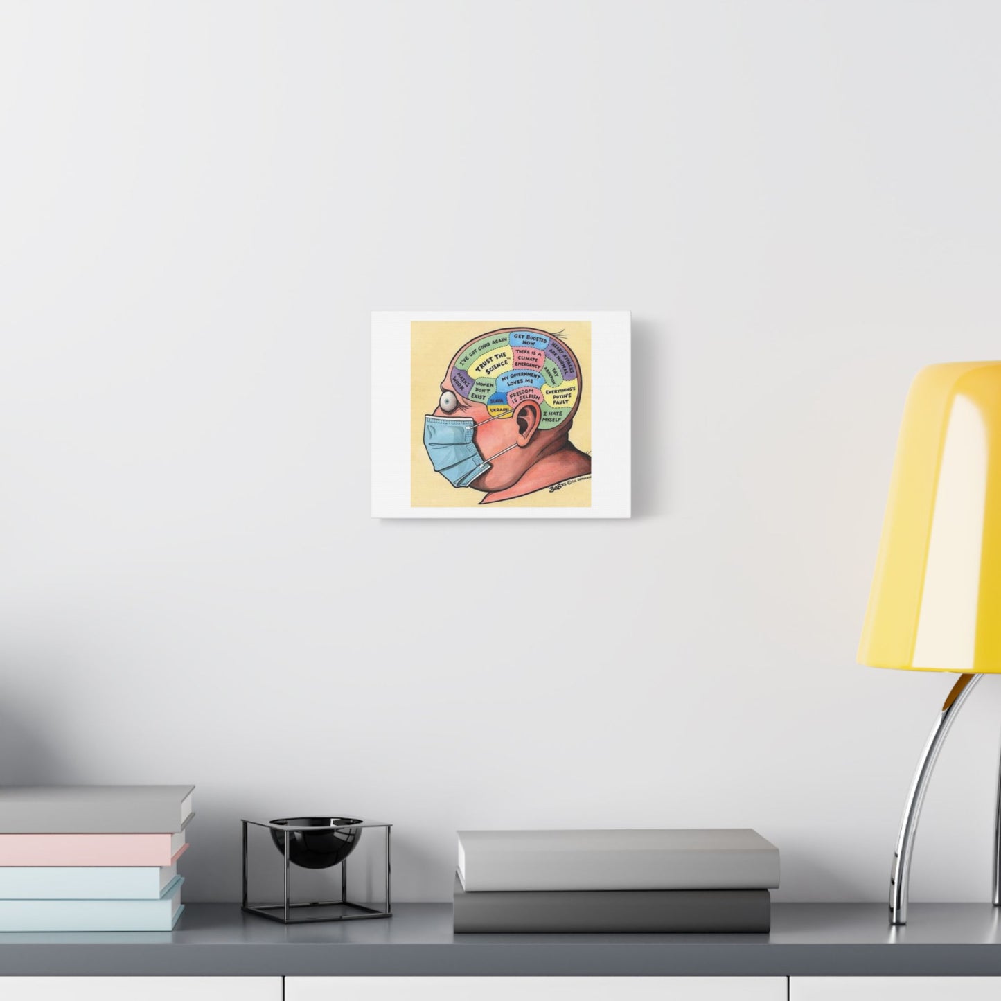 Phrenology of the Woke Mind Virus, Funny Meme Art Print on Canvas