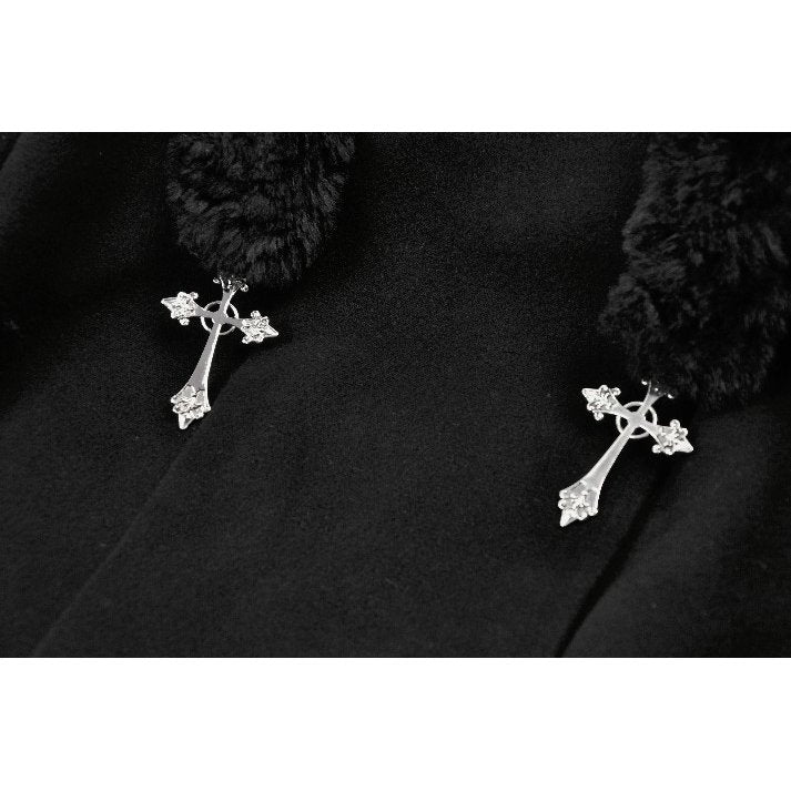 Dark in Love Cat-Ear Faux Fur-Trim Gothic Hooded Coat
