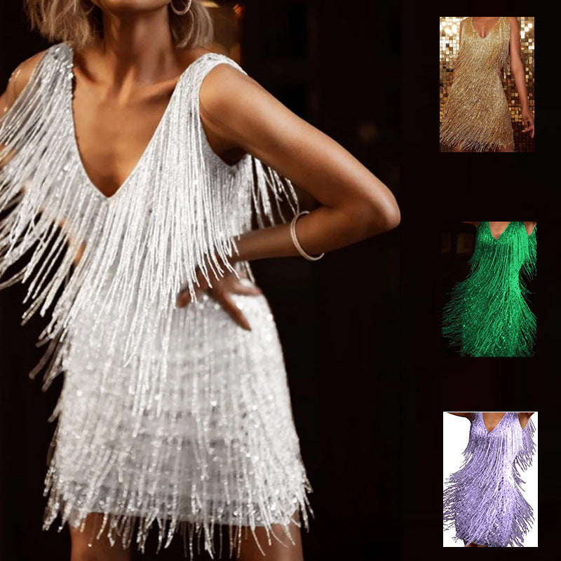 Vireous Shimmering Strand Cocktail Dress