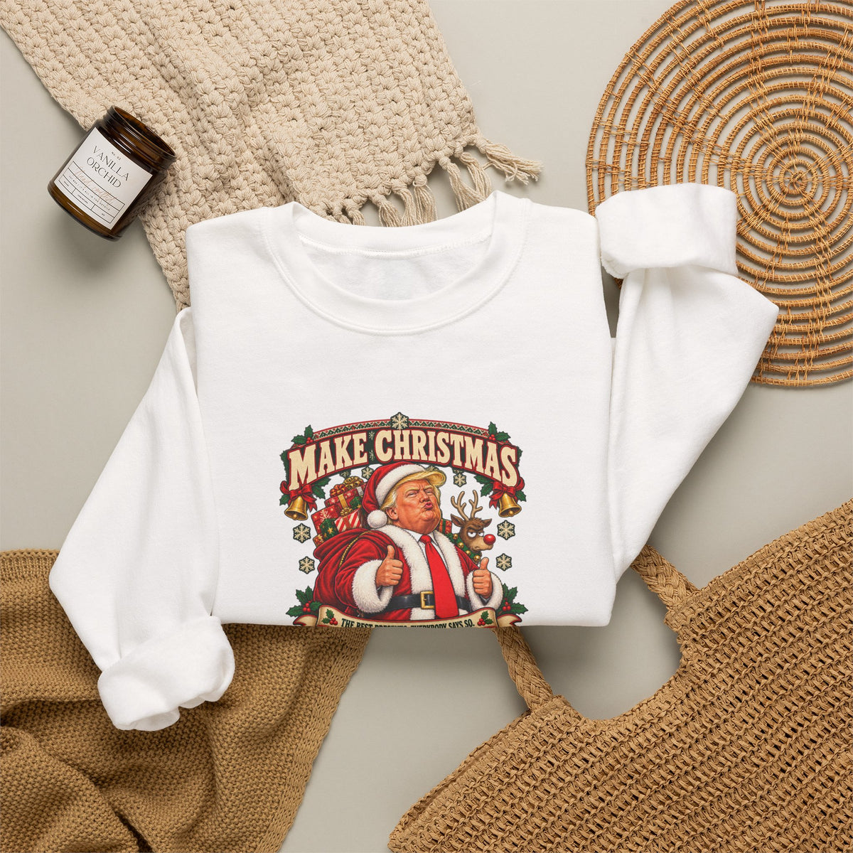 Funny Adult Christmas Jumpers: 'Make Christmas Great Again' Santa Crewneck