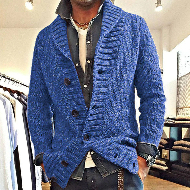 Men's Long-Sleeve Thick Needlepoint Sweater