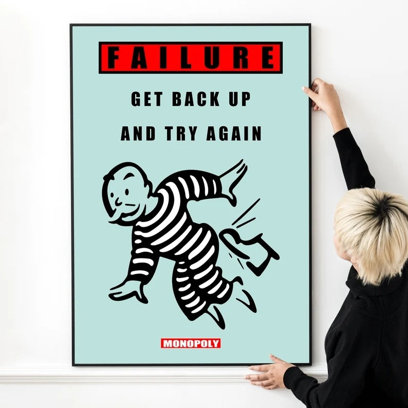 'Take the Risk or Lose the Chance' Art Gallery Living Room Decor, Monopoly Canvas Print