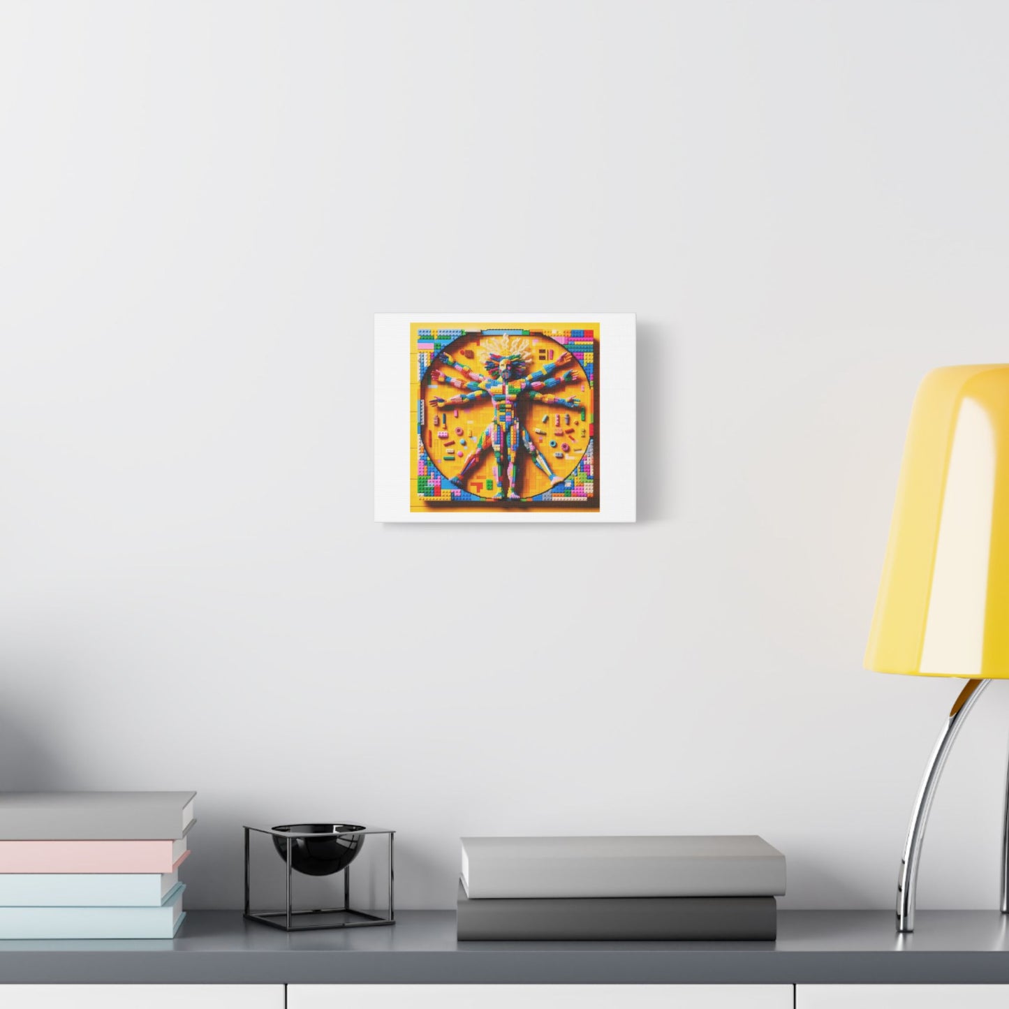The Vitruvian Man, Renaissance Man in Lego 'Designed by AI', Print on Canvas