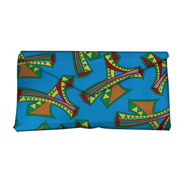 African and Geometric Printed Clutch Handbag