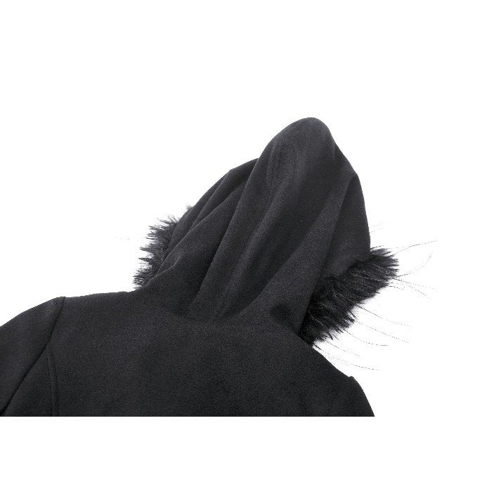 Dark in Love Eira Lace and Faux Fur-Trimmed Hooded Coat