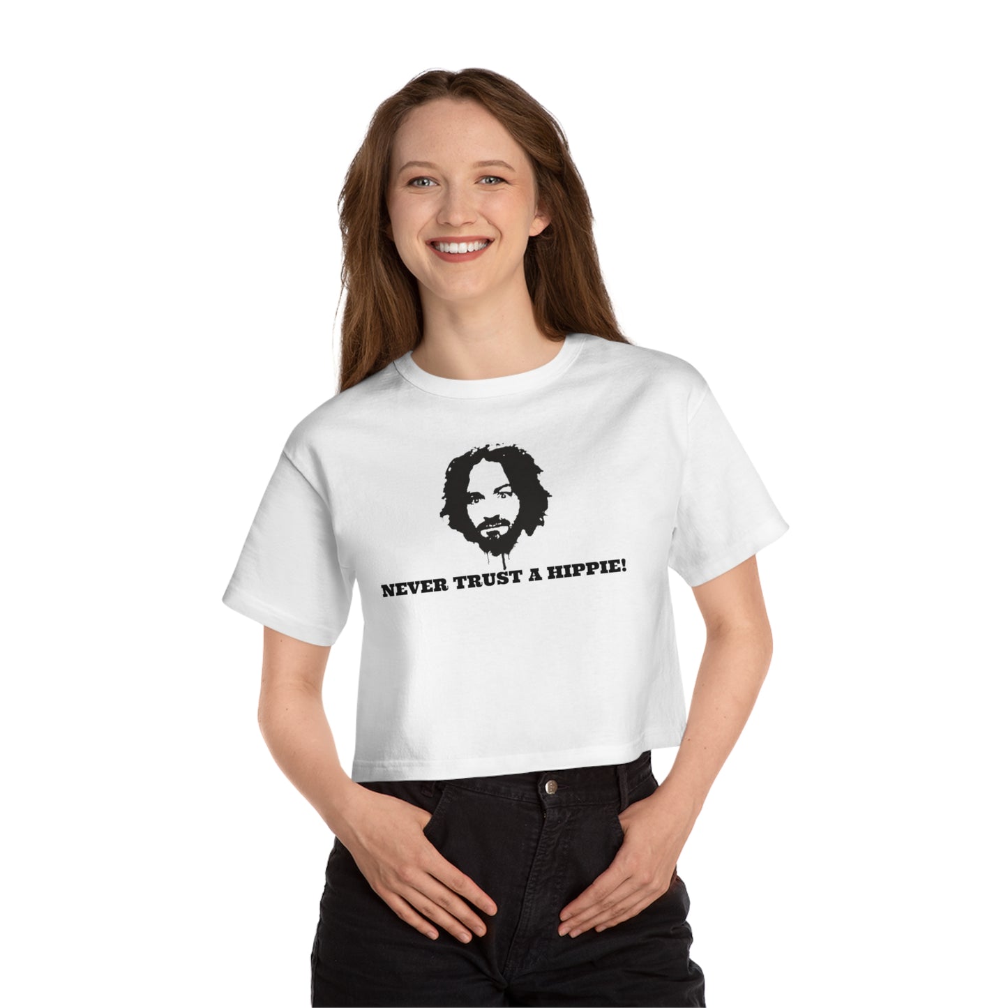 Never Trust a Hippie! Women's Heritage Cropped T-Shirt