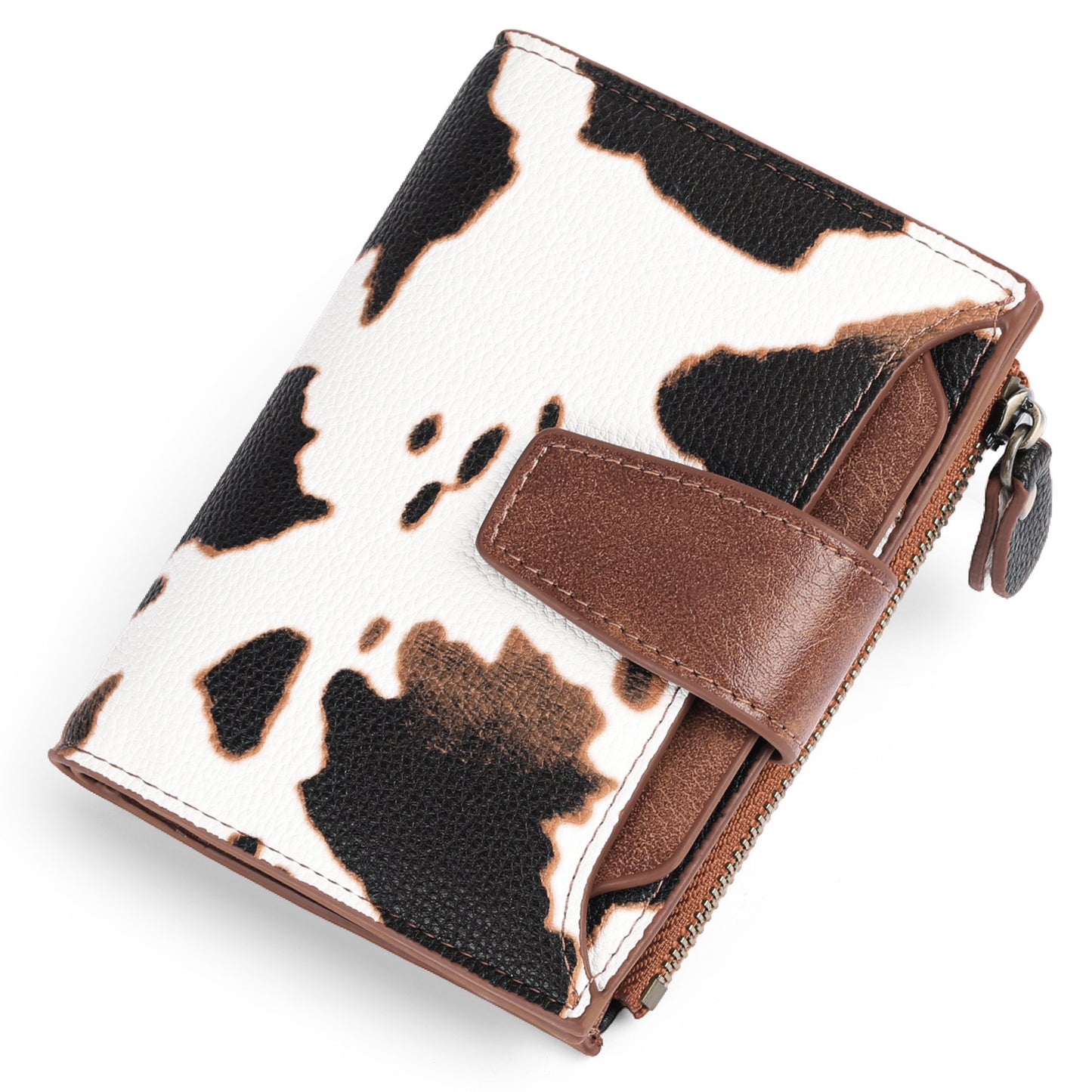 Cowhide Print Women's Short Leather Wallet