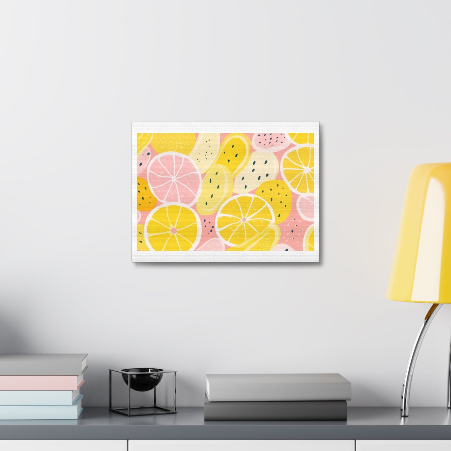 Memphis Lemon Abstract Painting 'Designed by AI' Art Print on Canvas