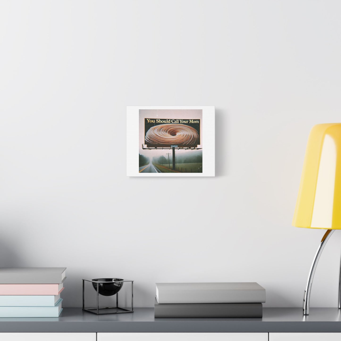 You Should Call Your Mom, Grainy 1980s Photographic Art Print on Canvas 'Designed by AI'