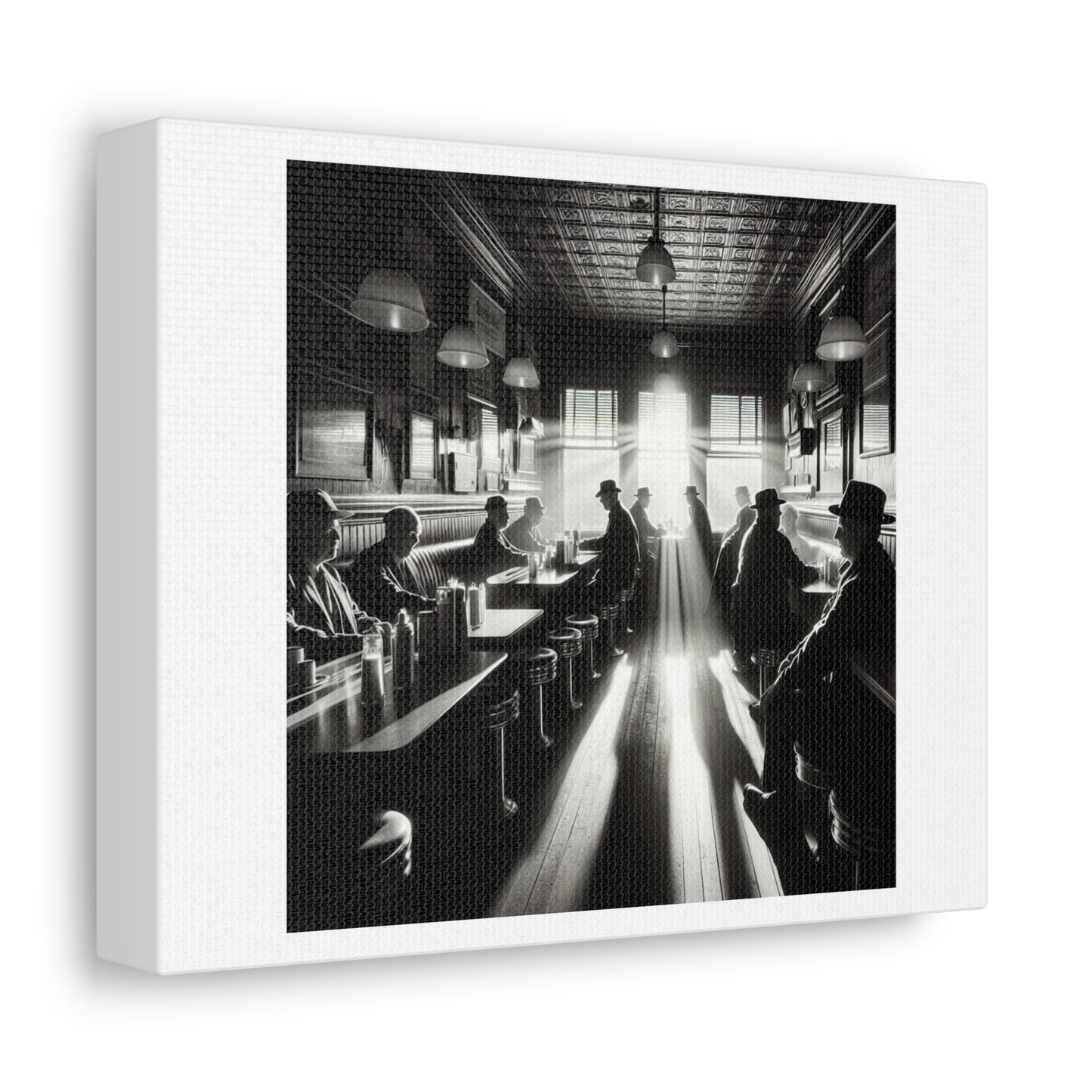 Depressing Bar in the Evening Light Photorealism 'Designed by AI' Print on Canvas