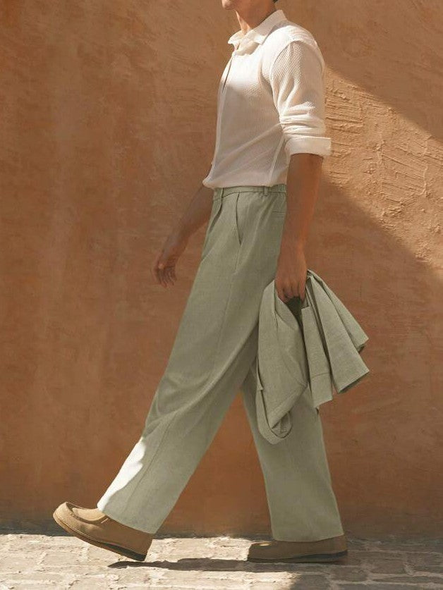 Men's Tawny Double-Breasted Blazer and Wide Leg Pants Suit