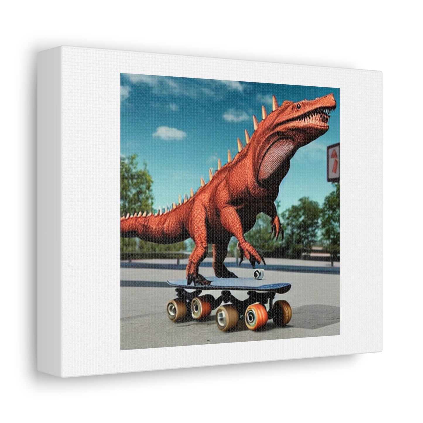 A Carnotaurus On a Skateboard 'Designed by AI' on Canvas
