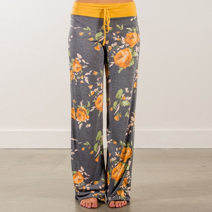 Fashion Loose Lace-Up Camouflage Floral Printed Pants