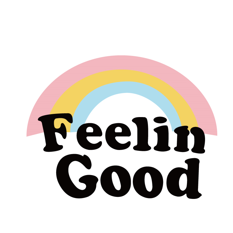 Feelin' Good White T-Shirt, Rainbow Print