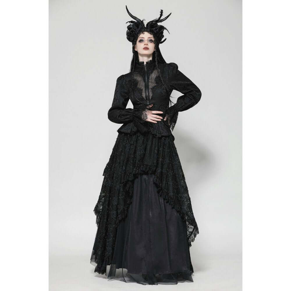 Dark in Love Felicity Gothic Lacy Zip-Up Tailcoat Shirt