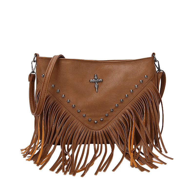 Women's Fashion Western-Style Tassel Leather Crossbody Bag